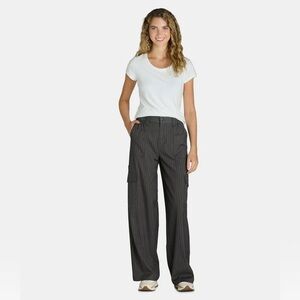 Steve Madden Charcoal Pinstripe Wide Leg Pants